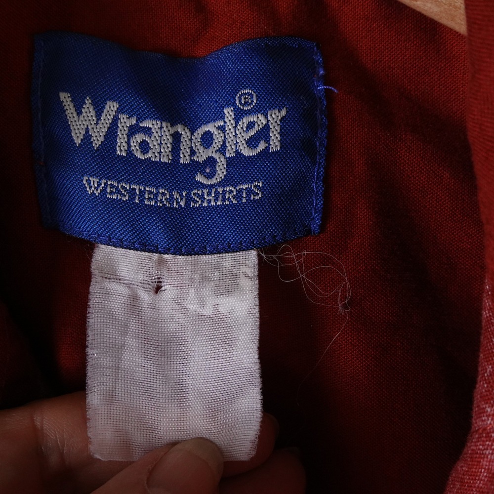 Wrangler Western Shirt Men XL Red Bull Rider Southwestern Pearl Snap Long Sleeve - Picture 3 of 8